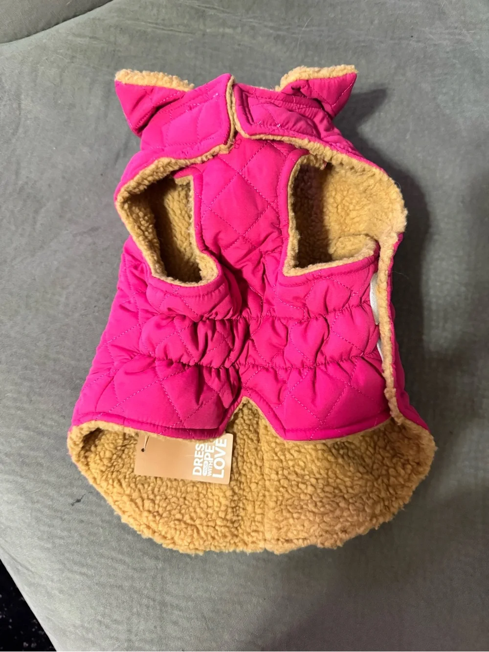 Quilted Pink Sherpa-Lined Dog Coat